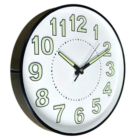 Фосфорные Бесшумные Часы с Объемными Цифрами Светящиеся Люминофор Настенные (30 см) Timelike™ Ph-01-W белые