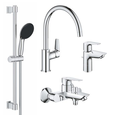 Комплект смесителей для ванной комнаты и кухни Grohe QuickFix Start Edge UA202501SK