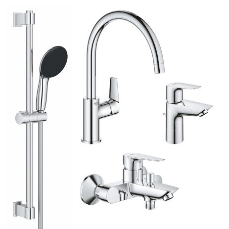 Комплект смесителей для ванной комнаты и кухни Grohe QuickFix Start Edge UA202501SK