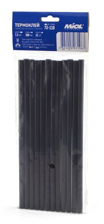 Клеевые стержни 7,2 × 200 мм, 12 шт. чёрные Miol 73-110