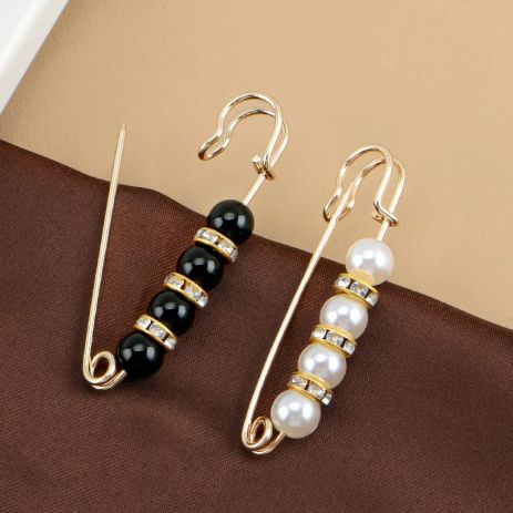 Брошка з чорними перлинами шпилька чорні перли та кристали стрази