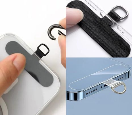 Тримач для телефону анти-втрачений шнурок у вигляді ремінця з гачком вішак чорний прозорий