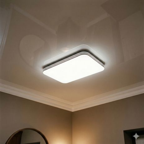 Світильник 3 режими в зал прямокутний Diasha 94W до 20 м² колір Білий + Сірий 6624/400x600SL