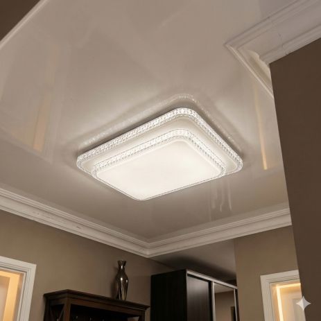 Люстра в зал 3 режими прямокутна Diasha 94W до 20 м² колір Білий 6618/400x600WH