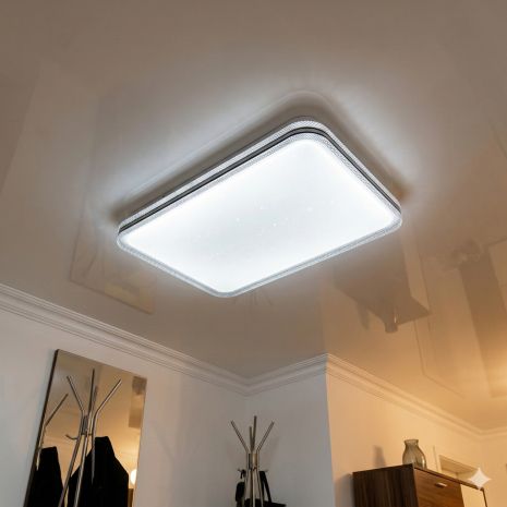 Стельовий світильник у вітальню прямокутний Diasha 94W до 20 м² колір Білий + Чорний 831/400x600BK