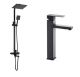 Душова колона з нержавіючої сталі Mixxus KUB-009-J Black + Змішувач для умивальника Mixxus KUB-001 High Black Німеччина