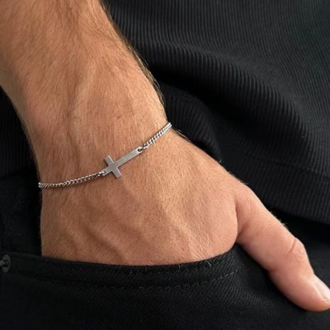 Браслет з хрестом браслет з підвіскою хрест із сталі мінімалістичний
