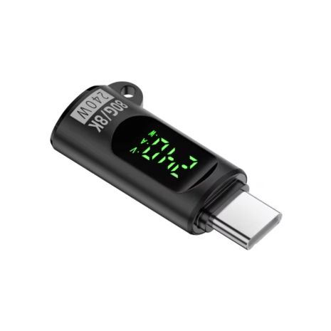 Адаптер NNBILI Type-C с дисплеем для определения мощности зарядки до 240W, USB 4.0 480 Mbps data, 8K 60Hz 80Gbps Video BLACK