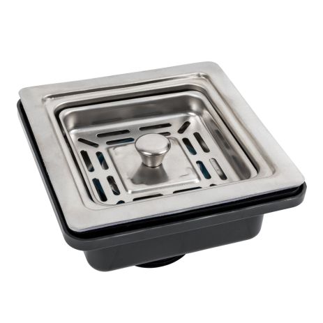 Верхняя квадратная часть сифона VALESO под мойку Handmade (нержавейка)