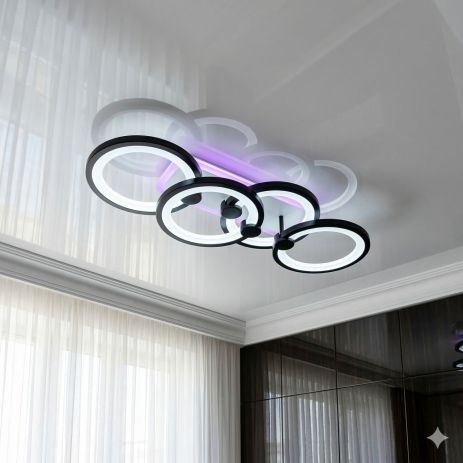 Узкая люстра Diasha 65W до 16 м² цвет Черный H8022/2+2BK 3col dim