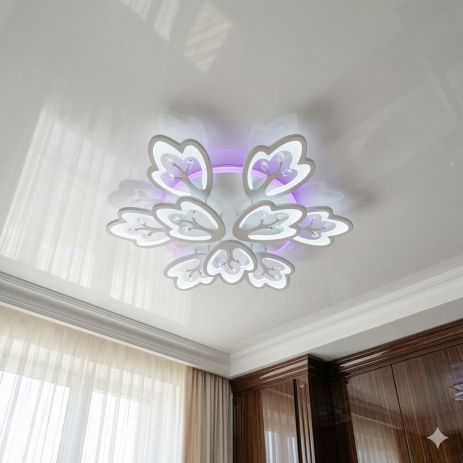 Люстра с лепестками в зал Diasha 185W до 30 м² цвет Белый 8148/6+3WH 3col dim