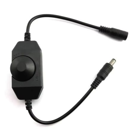Діммер DC F to M (FM) 5.5- 2.1mm 12-24V 2A, з вимикачем (On/Off) та регулюванням яскравості, Black