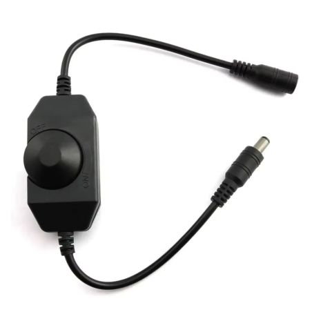 Діммер DC F to M (FM) 5.5- 2.1mm 12-24V 2A, з вимикачем (On/Off) та регулюванням яскравості, Black