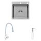 Комплект кухонна мийка Kroner Gebürstet-5050HM + змішувач Küche-C031GRA + дозатор Spender-016