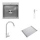 Комплект кухонна мийка Kroner Derby-5050HM Brush + cушарка для посуду Kroner Matte-GRA4333-2 + змішувач Edelstahl Klassisch-ESG035