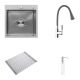 Комплект кухонна мийка Kroner Derby-5050HM Brush + cушарка для посуду Kroner Matte-GRA4333-2 + змішувач Kuche-C132GRA + дозатор