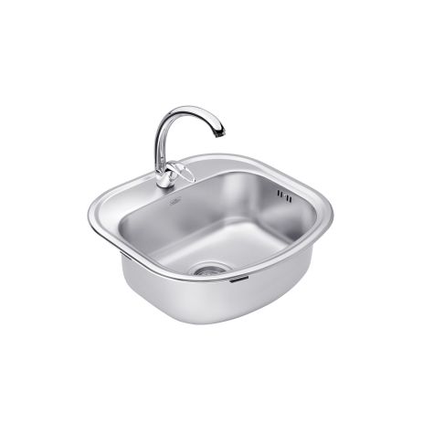 Набор кухонная мойка Kroner KRP Satin - 4749 (0.8 мм) + смеситель для кухни Agua Leon - C032