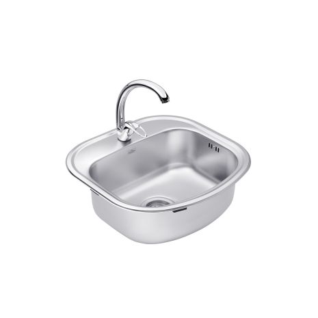 Набор кухонная мойка Kroner KRP Satin - 4749 (0.8 мм) + смеситель для кухни Agua Leon - C032