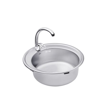 Набор кухонная мойка Kroner KRP Dekor - 510 (0.8 мм) + смеситель для кухни Agua Leon - C032