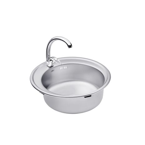 Набор кухонная мойка Kroner KRP Dekor - 510 (0.8 мм) + смеситель для кухни Agua Leon - C032