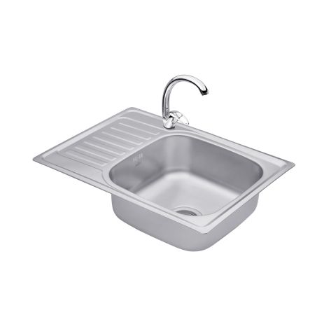 Набор кухонная мойка Kroner KRP Satin - 6950 (0.8мм) + смеситель для кухни Agua Leon - C032