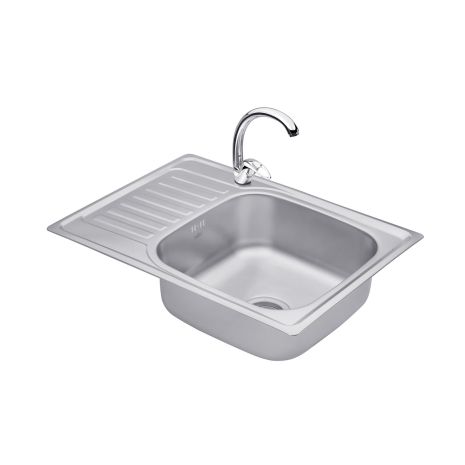 Набор кухонная мойка Kroner KRP Satin - 6950 (0.8мм) + смеситель для кухни Agua Leon - C032