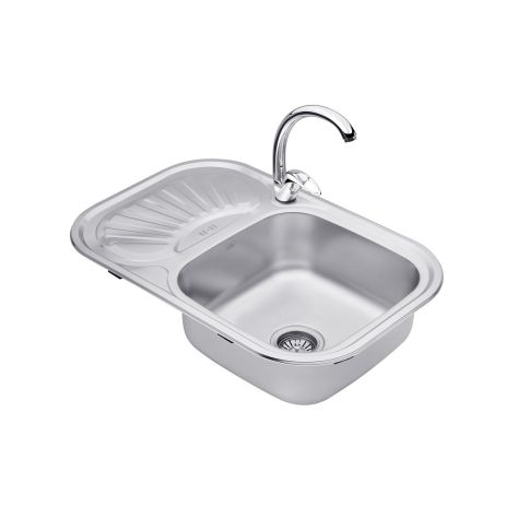 Набор кухонная мойка Kroner KRP Satin - 7549 (0.8мм) + смеситель для кухни Agua Leon - C032