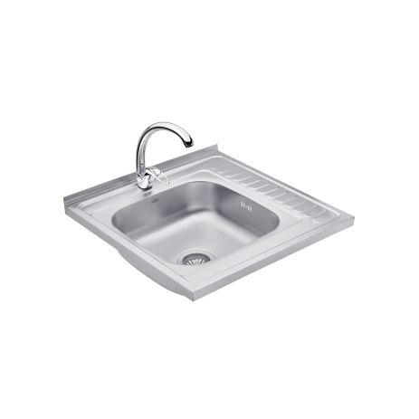 Набор кухонная мойка Kroner KRP Satin - 6060L (0.6 мм) + смеситель для кухни Agua Leon - C032