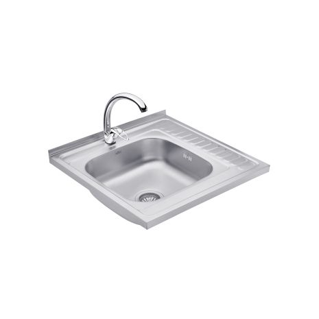 Набор кухонная мойка Kroner KRP Satin - 6060L (0.6 мм) + смеситель для кухни Agua Leon - C032