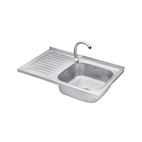 Набор кухонная мойка Kroner KRP Satin - 5080R (0.8 мм) + смеситель для кухни Agua Leon - C032