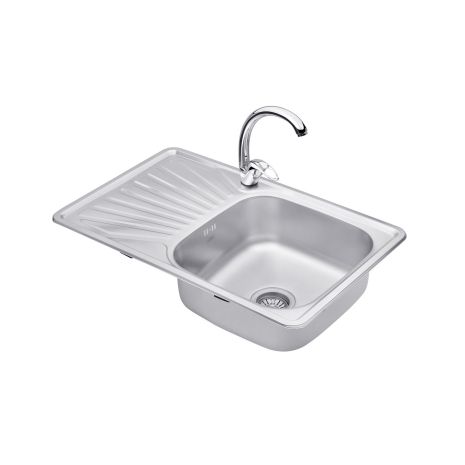 Набор кухонная мойка Kroner KRP Satin - 7848 (0.8мм) + смеситель для кухни Agua Leon - C032