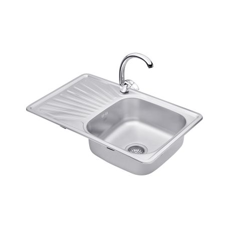 Набор кухонная мойка Kroner KRP Satin - 7848 (0.8мм) + смеситель для кухни Agua Leon - C032