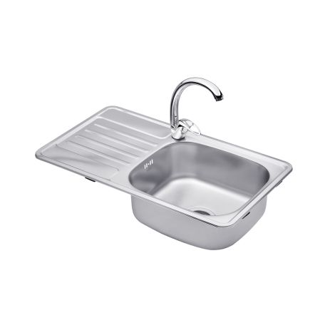 Набор кухонная мойка Kroner KRP Satin - 7642 (0.8мм) + смеситель для кухни Agua Leon - C032