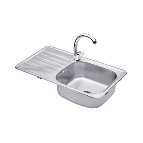 Набор кухонная мойка Kroner KRP Satin - 7642 (0.8мм) + смеситель для кухни Agua Leon - C032