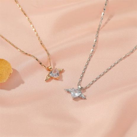 Шикарная подвеска сердце с крыльями кристаллы цирконий кулон сердечко