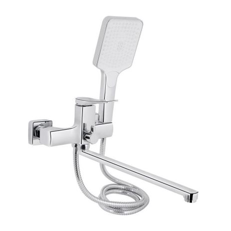 Смеситель для ванны Qtap Nando с длинным поворотным изливом и душевым гарнитуром QTNAN260CRM48652 Chrome
