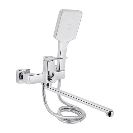 Смеситель для ванны Qtap Nando с длинным поворотным изливом и душевым гарнитуром QTNAN260CRM48652 Chrome Смеситель для ванны Qtap Nando с длинным поворотным изливом и душевым гарнитуром QTNAN260CRM48652 Chrome