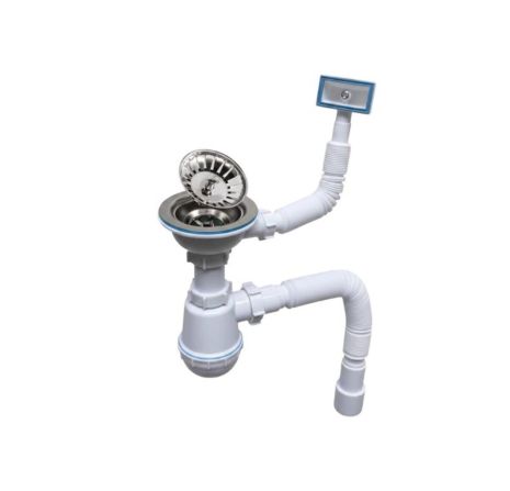 Одинарний сифон ТМ Valeso для нержавіючих мийок (арт. 313, білий)