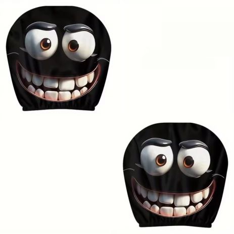 Чехол на подголовник автомобиля с принтом " Улыбка" комплект 2шт, Polyester, black