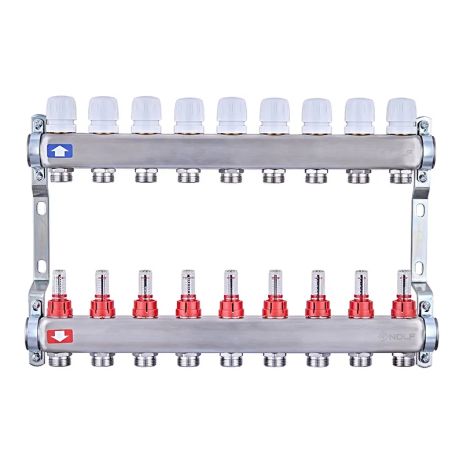 Балки на 9 контурів гребінка на 9 виходів з витратами та термоклапанами колекторний блок на 9
