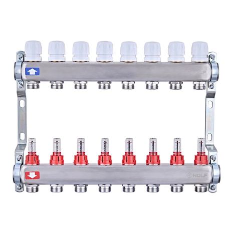 Балки на 8 контурів гребінка на 8 виходів з витратами та термоклапанами колекторний блок на 8