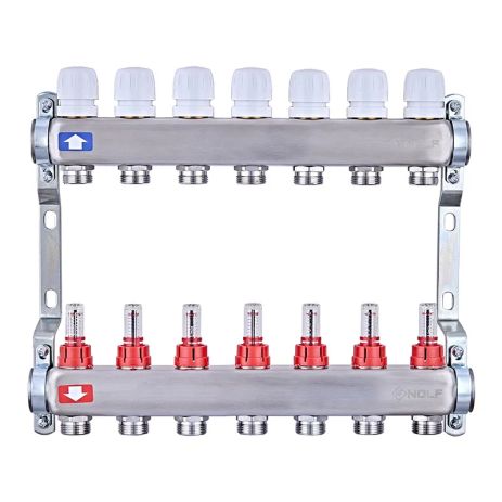 Балки на 7 контурів гребінка на 7 виходів з витратами та термоклапанами колекторний блок на 7