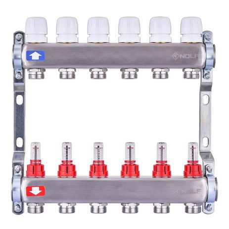 Балки на 6 контурів гребінка на 6 виходів з витратами та термоклапанами колекторний блок на 6