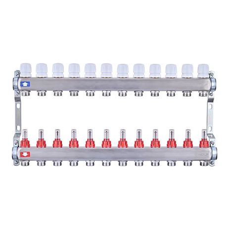 Балки на 12 контурів гребінка на 12 виходів з витратами та термоклапанами колекторний блок на 12