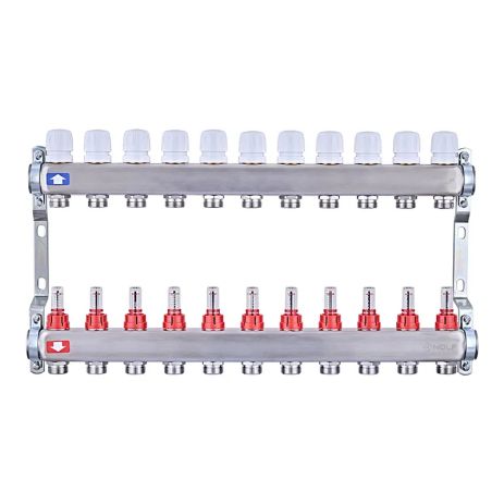 Балки на 11 контурів гребінка на 11 виходів з витратами та термоклапанами колекторний блок на 11