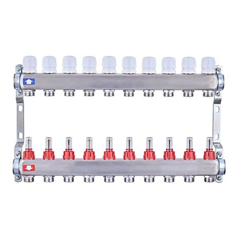 Балки на 10 контурів гребінка на 10 виходів з витратами та термоклапанами колекторний блок на 10