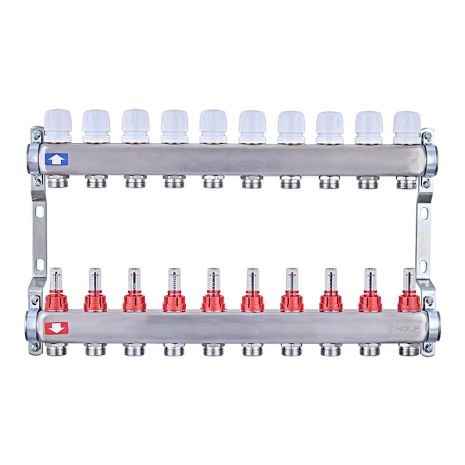 Балки на 10 контурів гребінка на 10 виходів з витратами та термоклапанами колекторний блок на 10