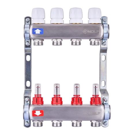 Балки на 4 контури гребінка на 4 виходи з витратами та термоклапанами колекторний блок на 4