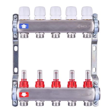 Балки на 5 контурів гребінка на 5 виходів з витратами та термоклапанами колекторний блок на 5