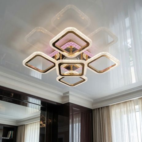 Потолочная люстра с MP3 Diasha 62W до 16 м² цвет Хром + Золото J618/4+1HR+G MP3 3col dim